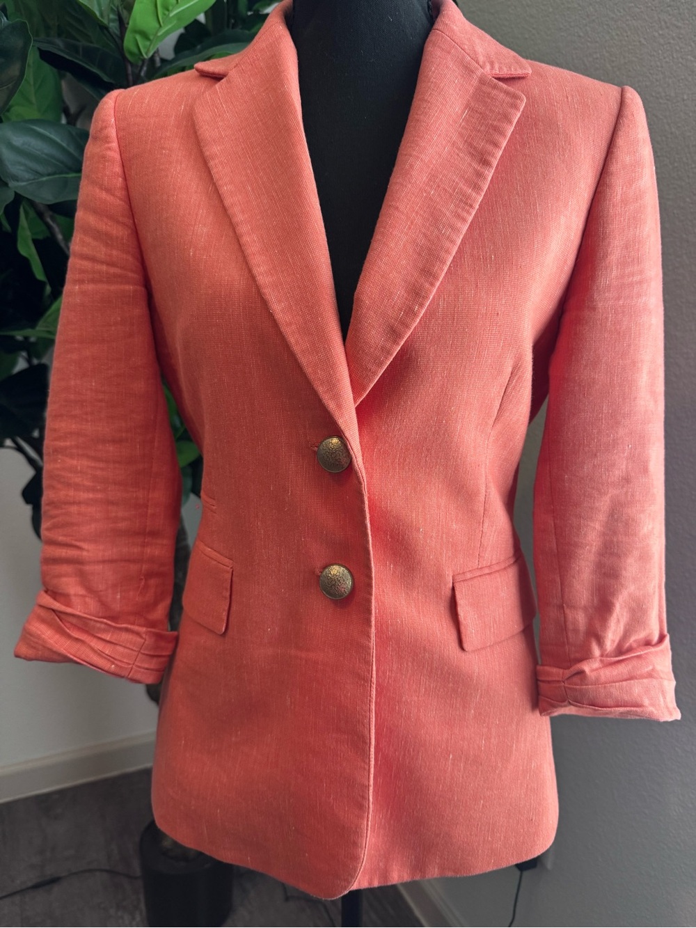 ANTONIO MELANI Coral Linen-Blend Blazer Jacket
